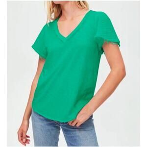Michael Stars Tate Fabric Mix Tee NWT Supima Cotton Slub Fern Green Small